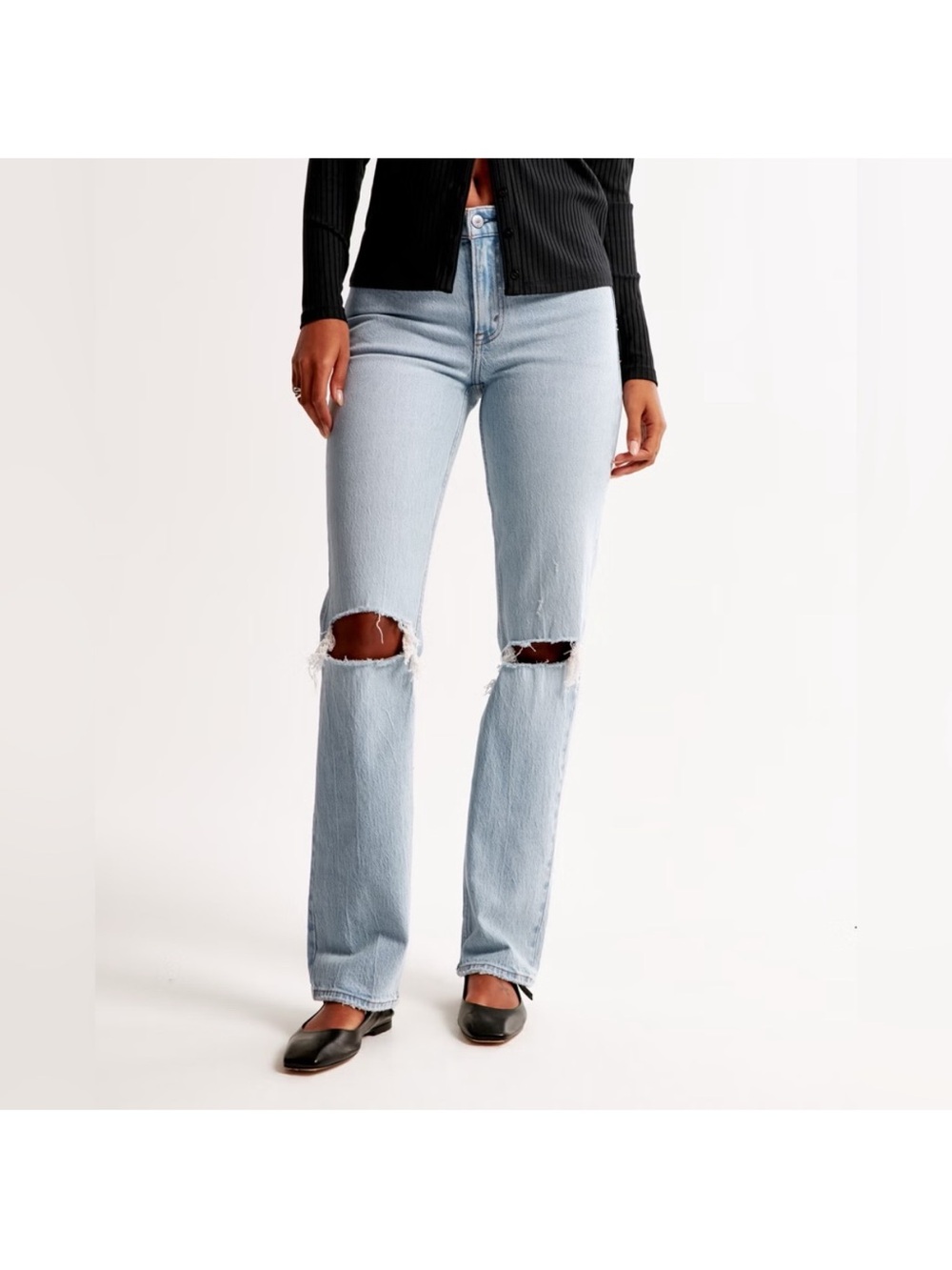 Abercrombie & Fitch Jeans Womens 27 Curve Love Mid Rise Straight Distressed